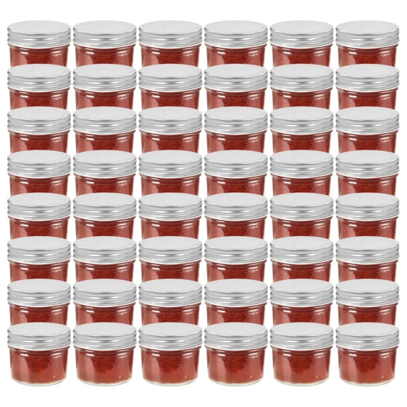 vidaXL Βάζα Μαρμελάδας 48 τεμ. 110 ml Γυάλινα με Ασημένια Καπάκια