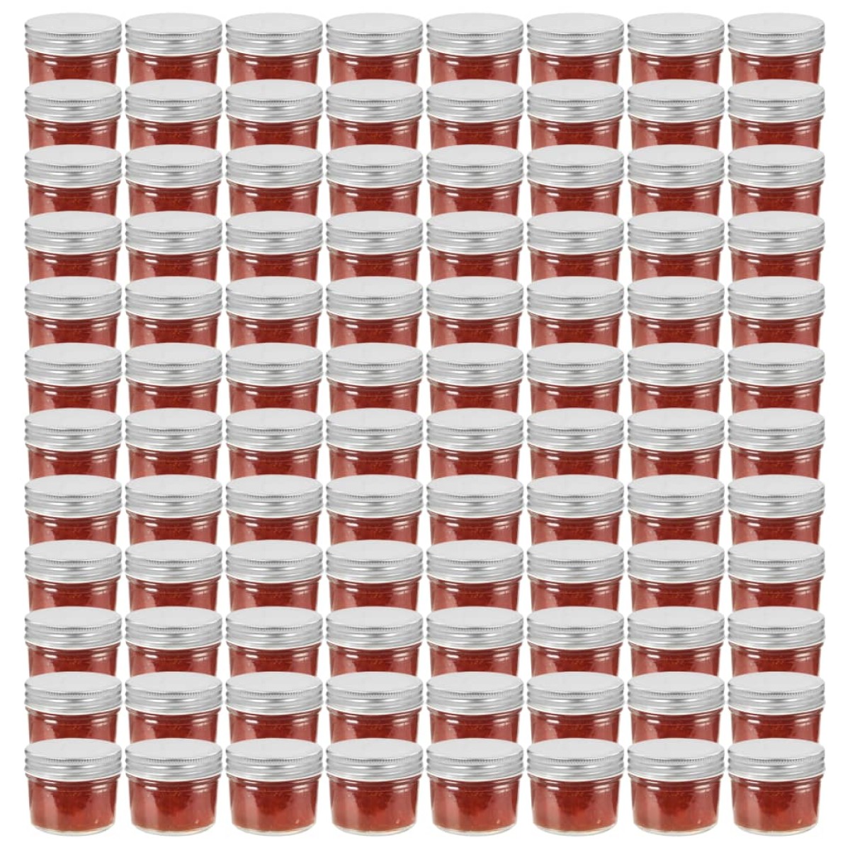 vidaXL Βάζα Μαρμελάδας 96 τεμ. 110 ml Γυάλινα με Ασημένια Καπάκια