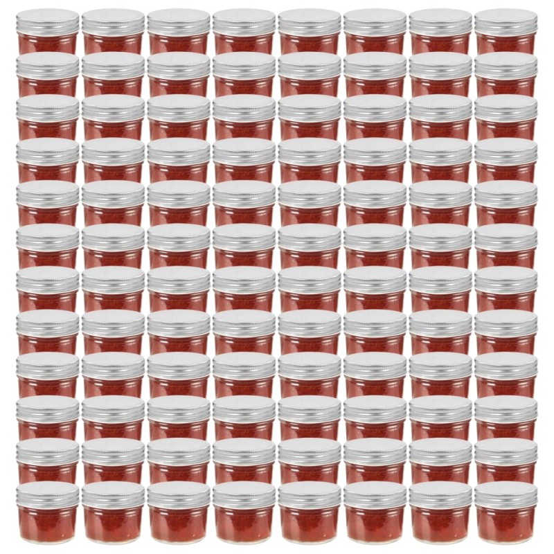 vidaXL Βάζα Μαρμελάδας 96 τεμ. 110 ml Γυάλινα με Ασημένια Καπάκια