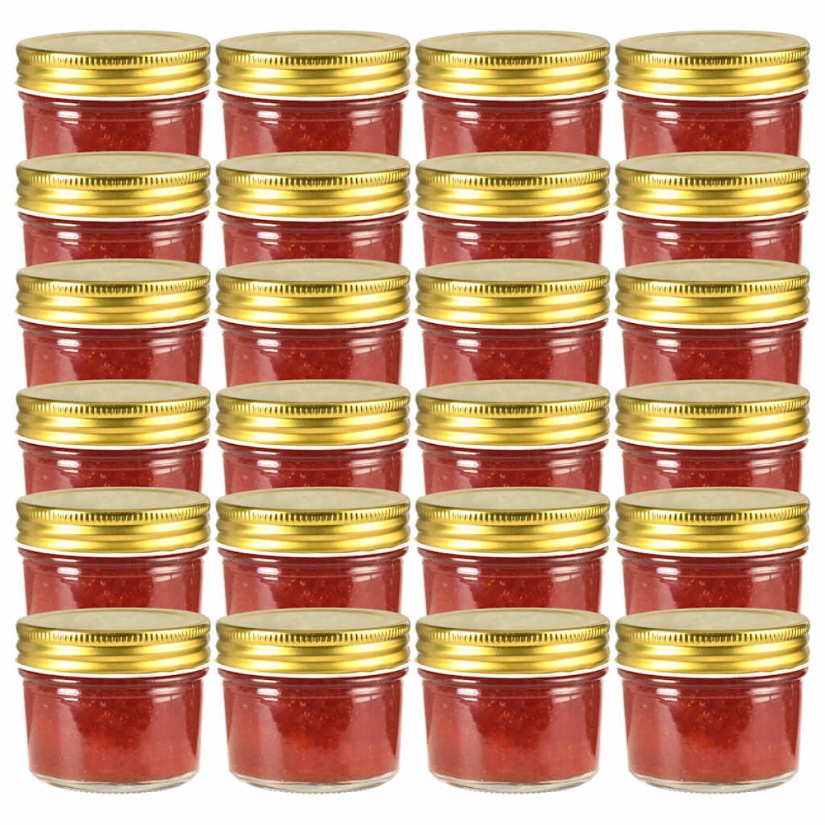 vidaXL Βάζα Μαρμελάδας 24 τεμ. 110 ml Γυάλινα με Χρυσά Καπάκια