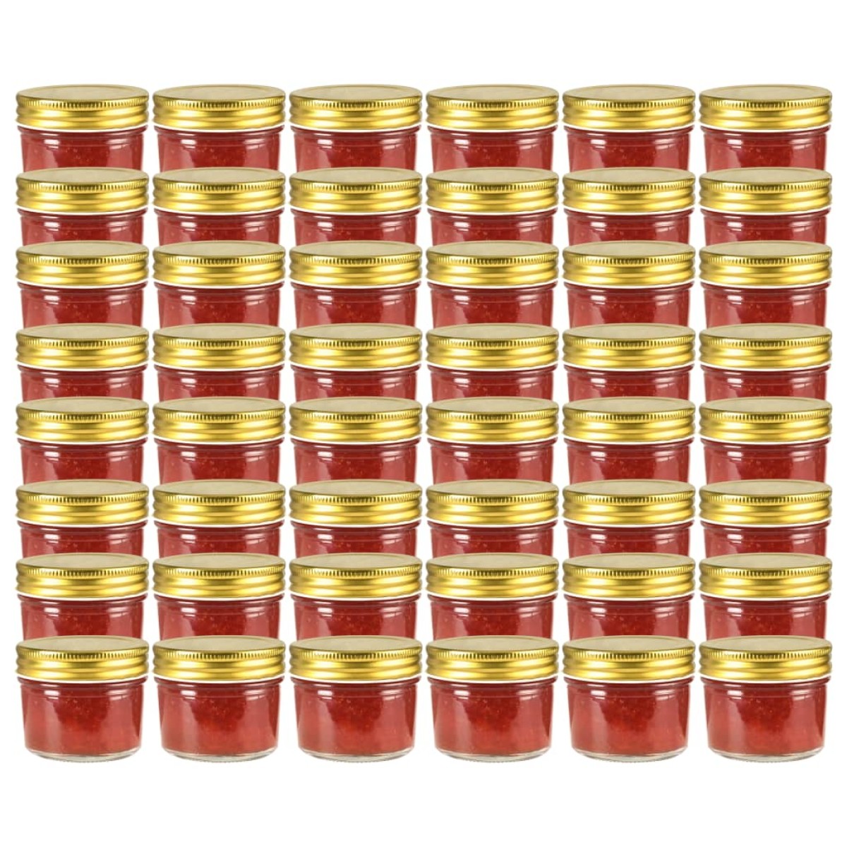 vidaXL Βάζα Μαρμελάδας 48 τεμ. 110 ml Γυάλινα με Χρυσά Καπάκια