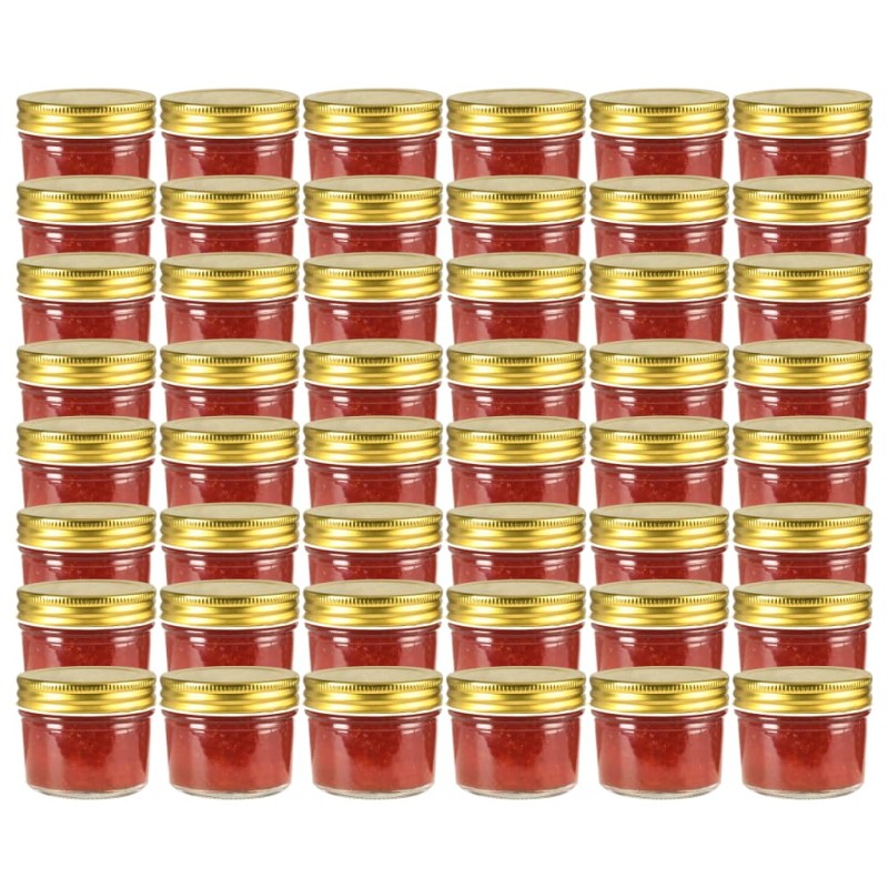 vidaXL Βάζα Μαρμελάδας 48 τεμ. 110 ml Γυάλινα με Χρυσά Καπάκια