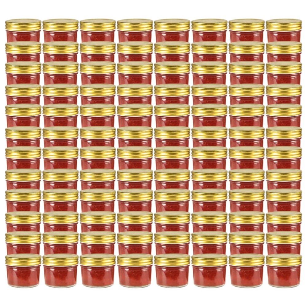 vidaXL Βάζα Μαρμελάδας 96 τεμ. 110 ml Γυάλινα με Χρυσά Καπάκια