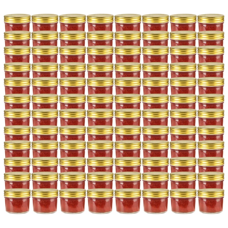 vidaXL Βάζα Μαρμελάδας 96 τεμ. 110 ml Γυάλινα με Χρυσά Καπάκια