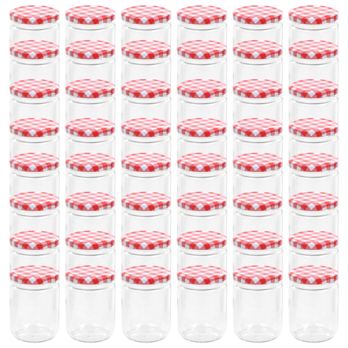 vidaXL Βάζα Μαρμελάδας 48 τεμ. 230 ml Γυάλινα με Κόκκινα/Λευκά Καπάκια