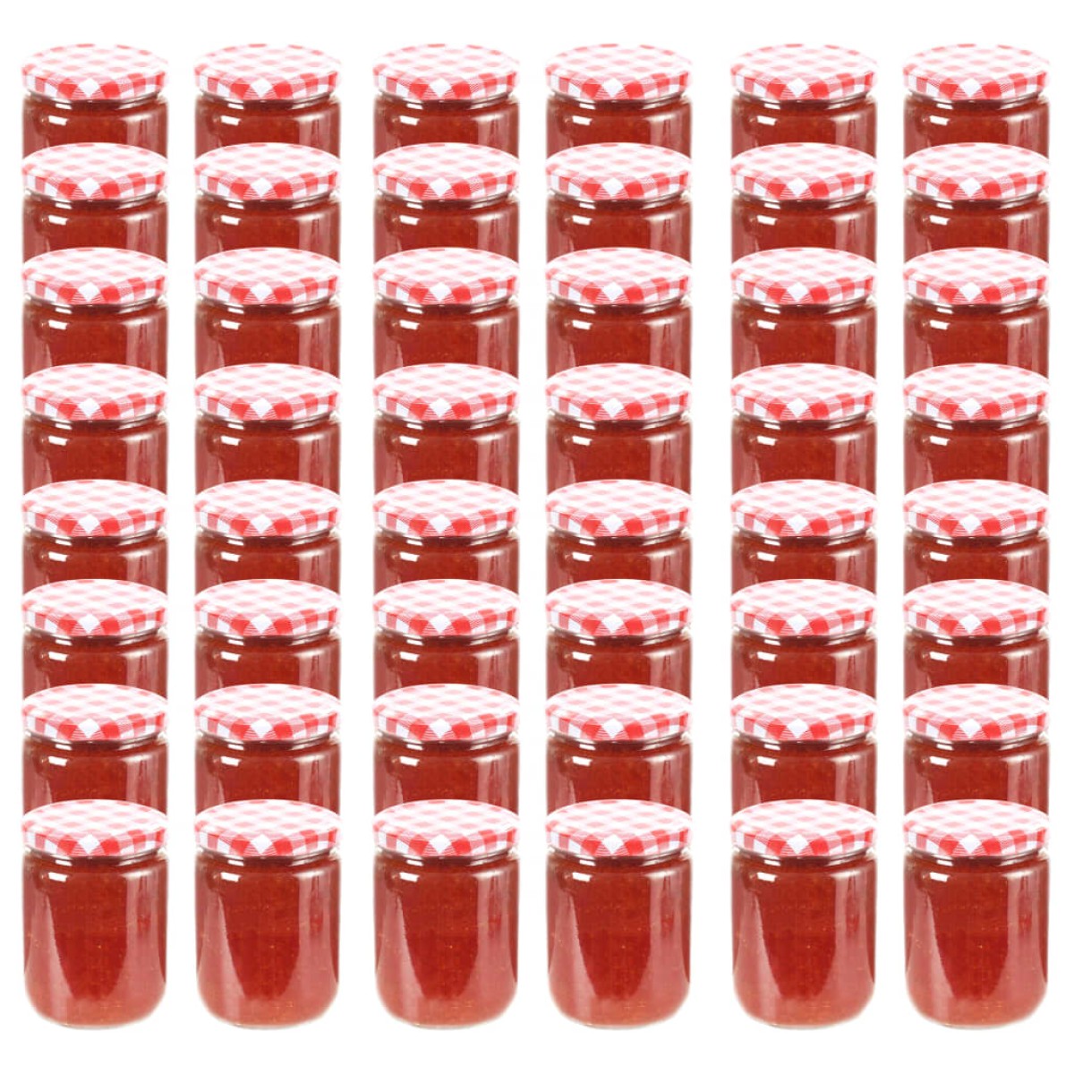 vidaXL Βάζα Μαρμελάδας 48 τεμ. 230 ml Γυάλινα με Κόκκινα/Λευκά Καπάκια