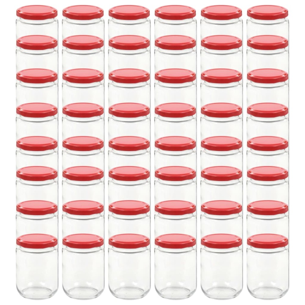 vidaXL Βάζα Μαρμελάδας 48 τεμ. 230 ml Γυάλινα με Κόκκινα Καπάκια