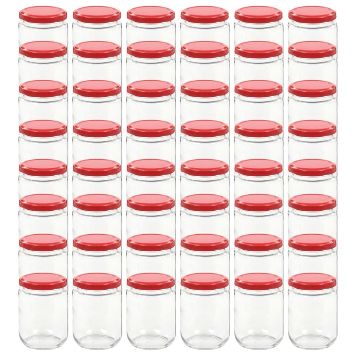 vidaXL Βάζα Μαρμελάδας 48 τεμ. 230 ml Γυάλινα με Κόκκινα Καπάκια