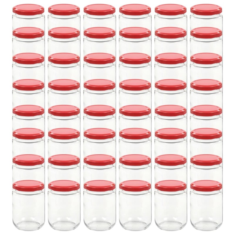 vidaXL Βάζα Μαρμελάδας 48 τεμ. 230 ml Γυάλινα με Κόκκινα Καπάκια