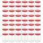 vidaXL Βάζα Μαρμελάδας 48 τεμ. 230 ml Γυάλινα με Κόκκινα Καπάκια