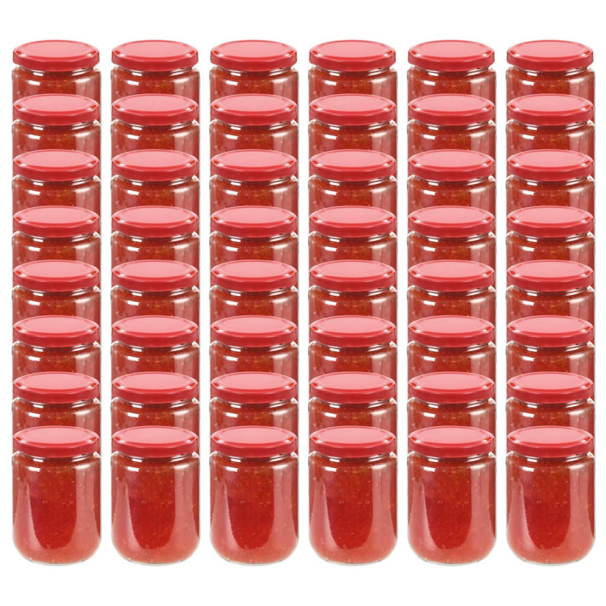 vidaXL Βάζα Μαρμελάδας 48 τεμ. 230 ml Γυάλινα με Κόκκινα Καπάκια