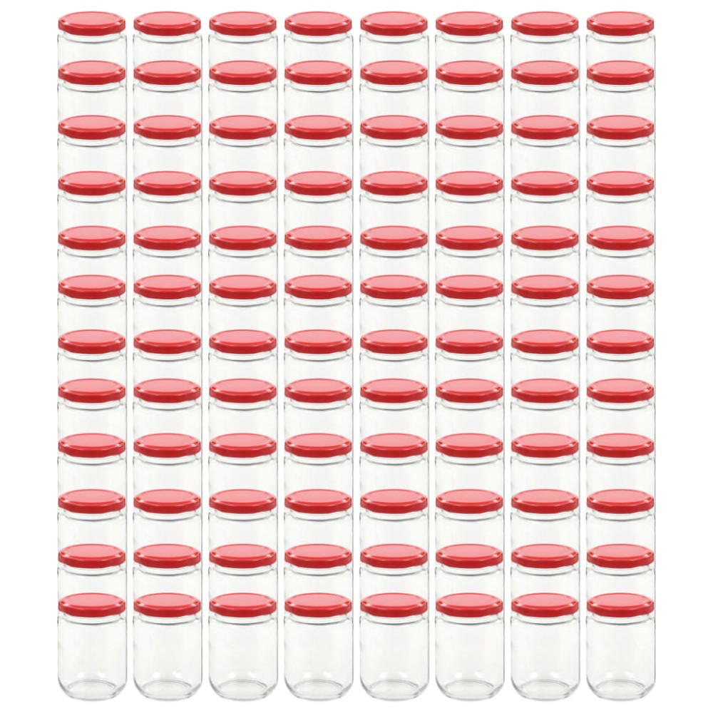 vidaXL Βάζα Μαρμελάδας 96 τεμ. 230 ml Γυάλινα με Κόκκινα Καπάκια
