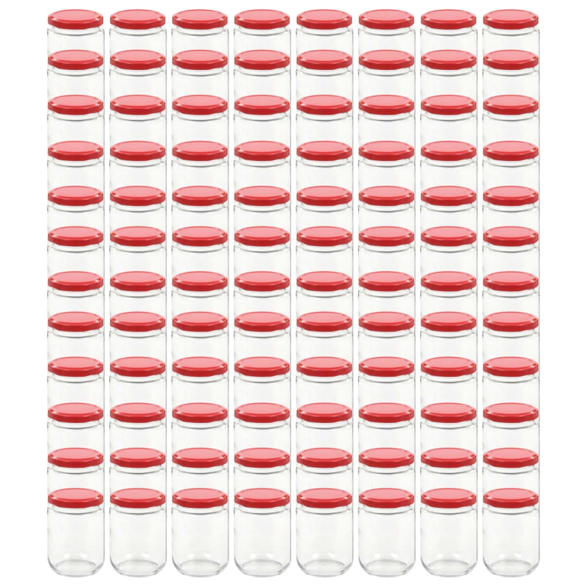 vidaXL Βάζα Μαρμελάδας 96 τεμ. 230 ml Γυάλινα με Κόκκινα Καπάκια