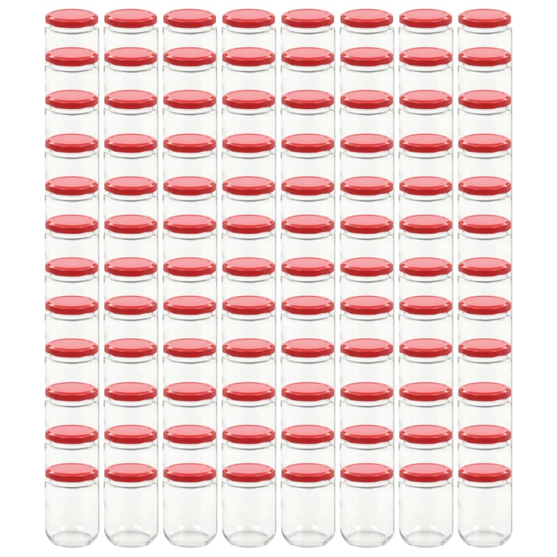 vidaXL Βάζα Μαρμελάδας 96 τεμ. 230 ml Γυάλινα με Κόκκινα Καπάκια