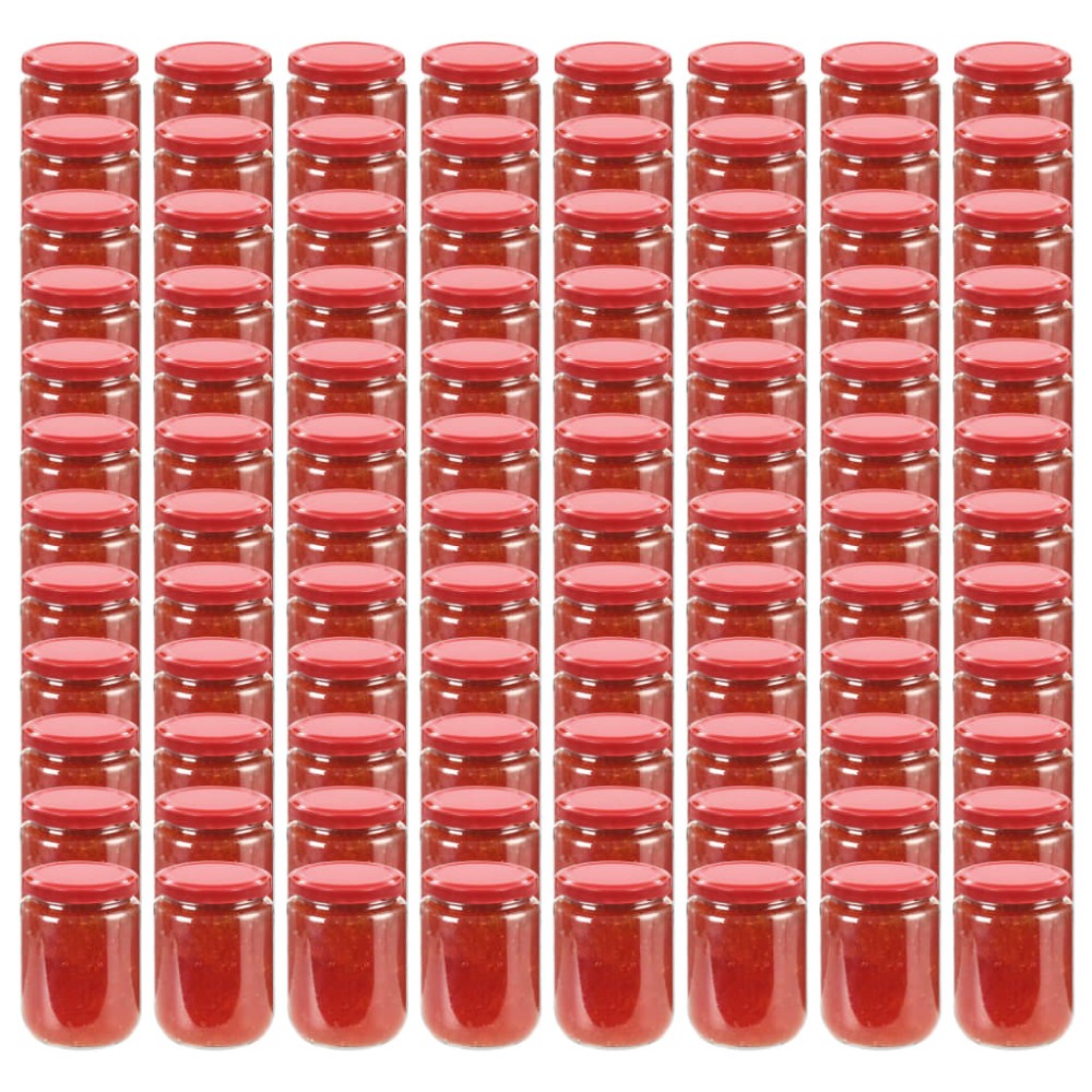vidaXL Βάζα Μαρμελάδας 96 τεμ. 230 ml Γυάλινα με Κόκκινα Καπάκια