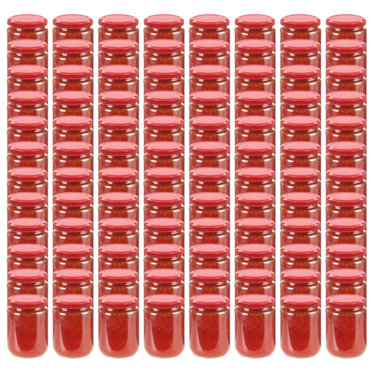vidaXL Βάζα Μαρμελάδας 96 τεμ. 230 ml Γυάλινα με Κόκκινα Καπάκια
