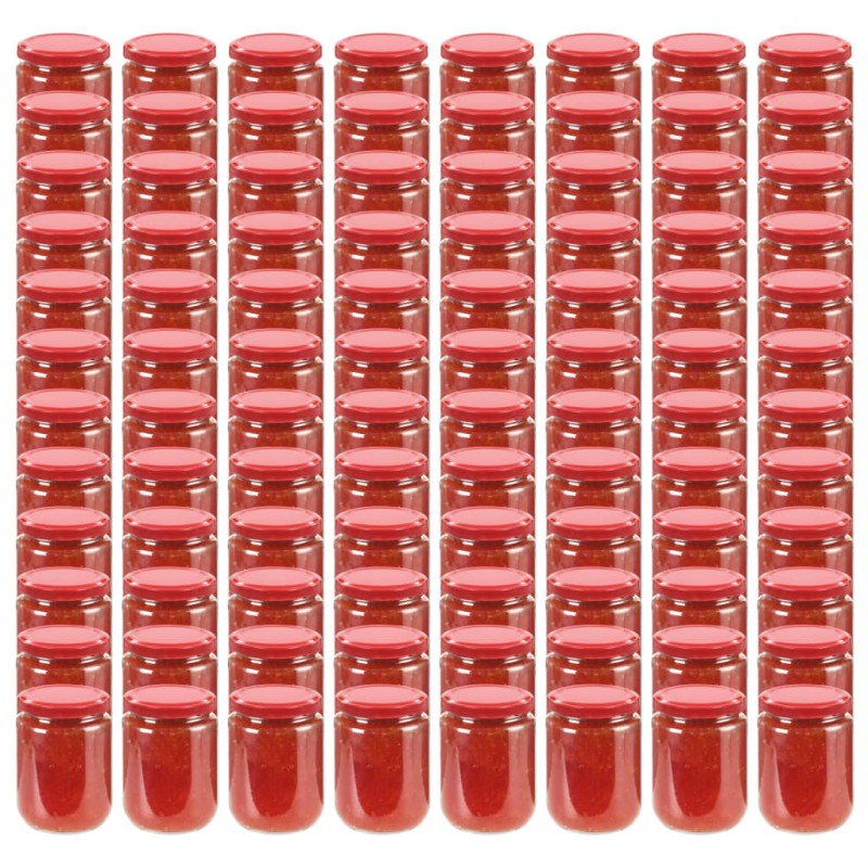 vidaXL Βάζα Μαρμελάδας 96 τεμ. 230 ml Γυάλινα με Κόκκινα Καπάκια