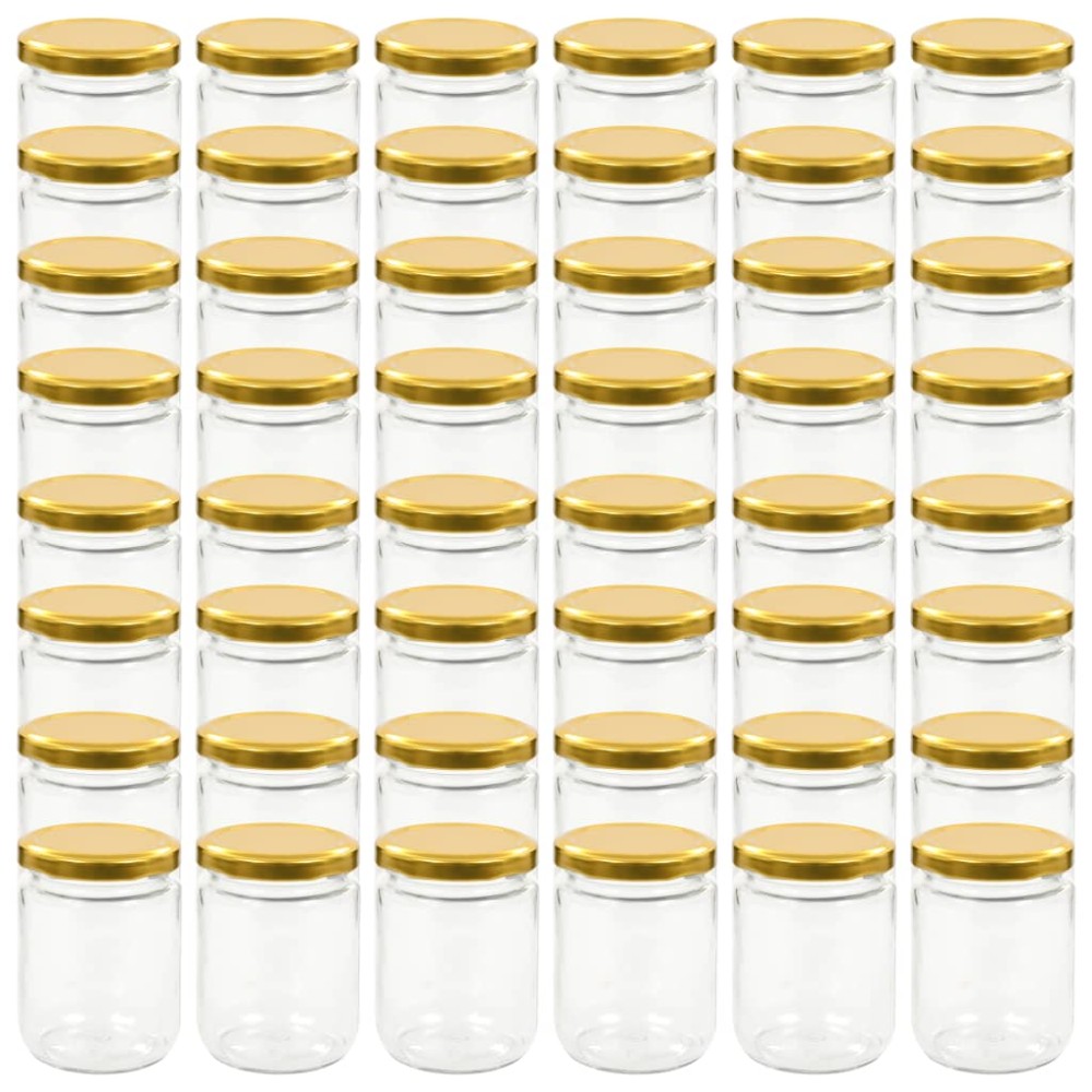 vidaXL Βάζα Μαρμελάδας 48 τεμ. 230 ml Γυάλινα με Χρυσά Καπάκια