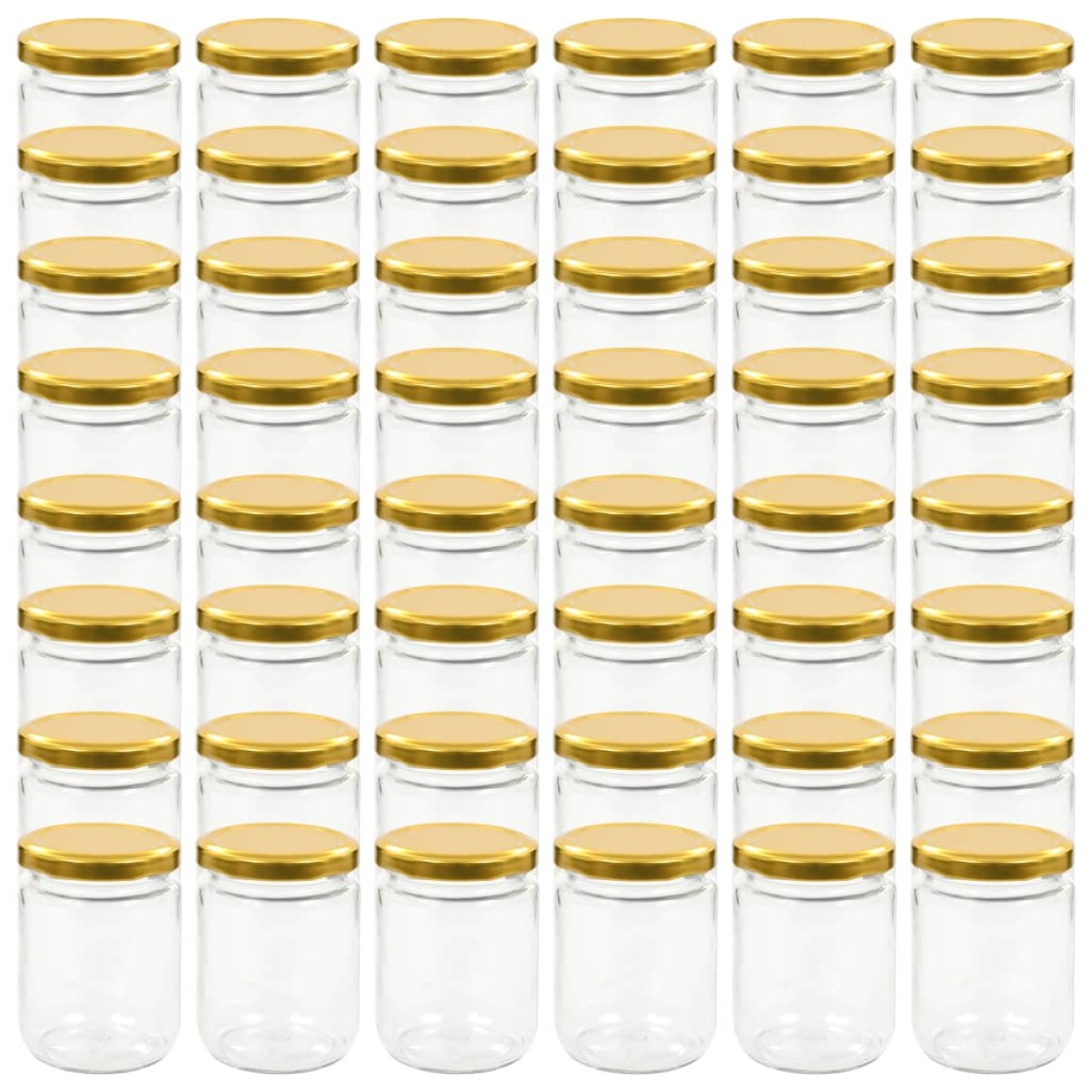 vidaXL Βάζα Μαρμελάδας 48 τεμ. 230 ml Γυάλινα με Χρυσά Καπάκια