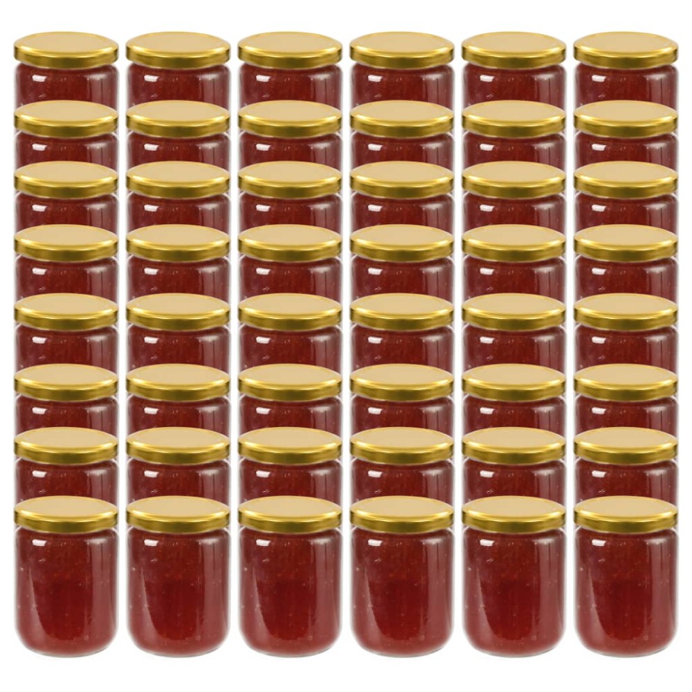 vidaXL Βάζα Μαρμελάδας 48 τεμ. 230 ml Γυάλινα με Χρυσά Καπάκια