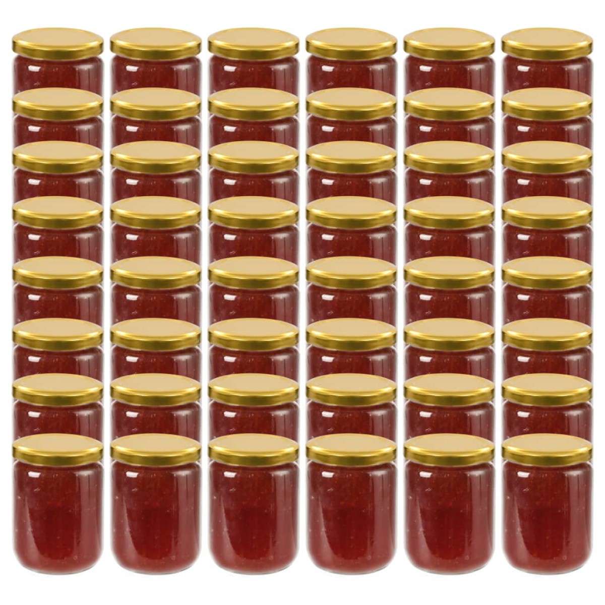 vidaXL Βάζα Μαρμελάδας 48 τεμ. 230 ml Γυάλινα με Χρυσά Καπάκια