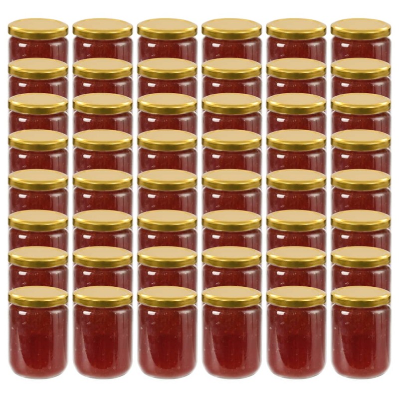 vidaXL Βάζα Μαρμελάδας 48 τεμ. 230 ml Γυάλινα με Χρυσά Καπάκια