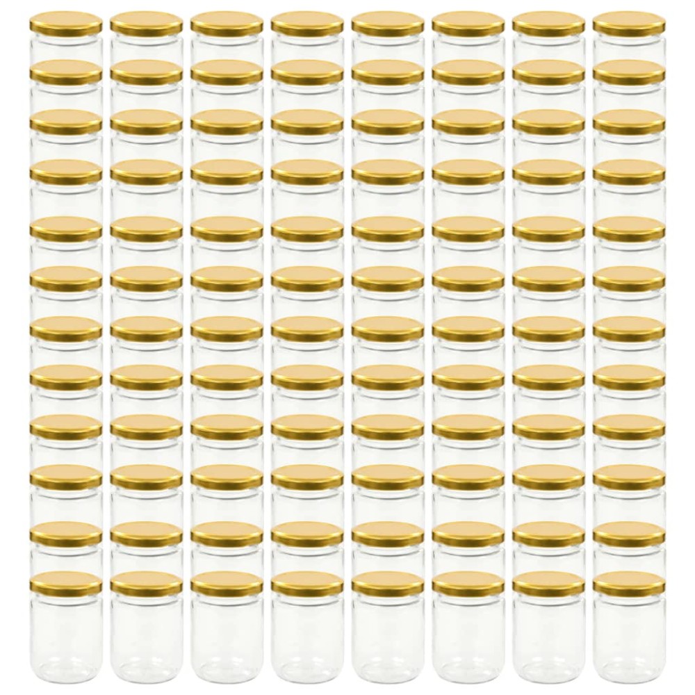 vidaXL Βάζα Μαρμελάδας 96 τεμ. 230 ml Γυάλινα με Χρυσά Καπάκια