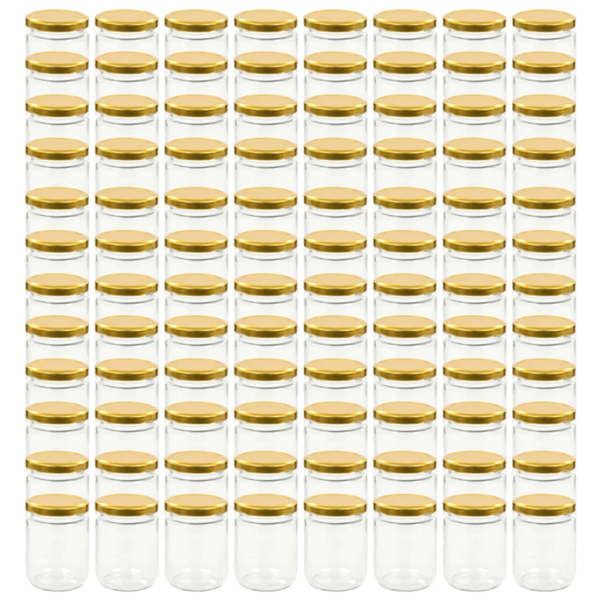 vidaXL Βάζα Μαρμελάδας 96 τεμ. 230 ml Γυάλινα με Χρυσά Καπάκια