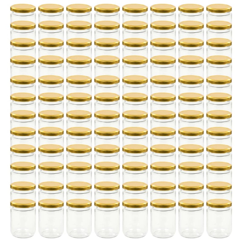 vidaXL Βάζα Μαρμελάδας 96 τεμ. 230 ml Γυάλινα με Χρυσά Καπάκια