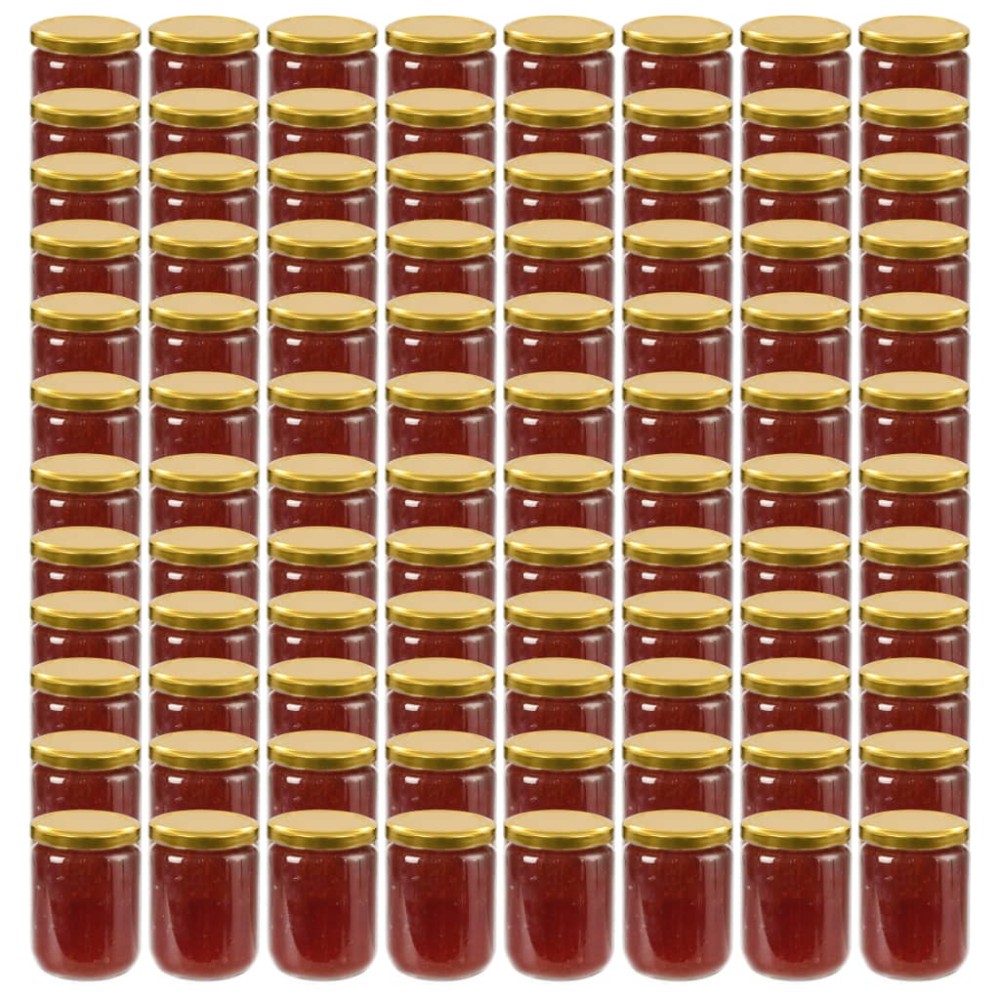vidaXL Βάζα Μαρμελάδας 96 τεμ. 230 ml Γυάλινα με Χρυσά Καπάκια