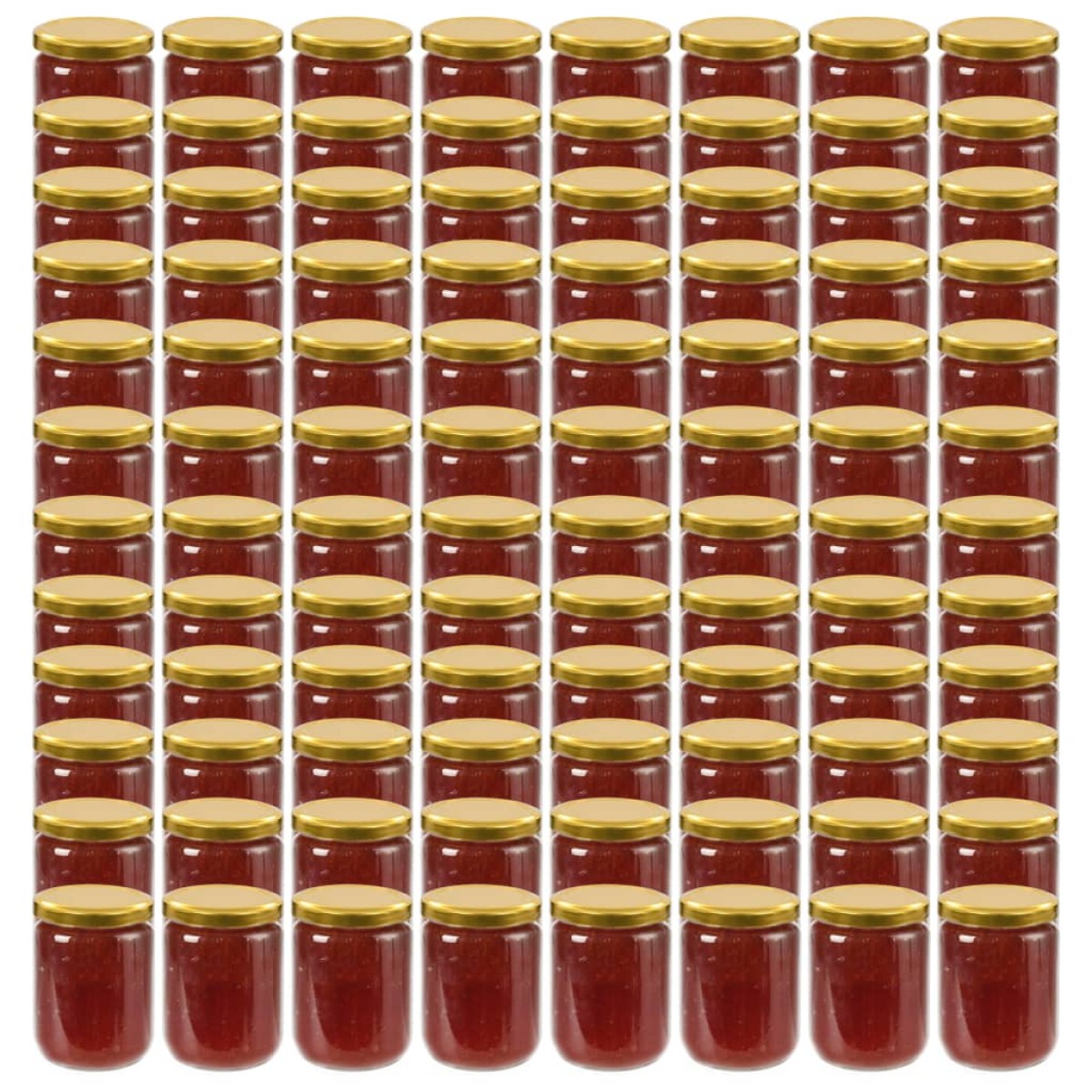 vidaXL Βάζα Μαρμελάδας 96 τεμ. 230 ml Γυάλινα με Χρυσά Καπάκια