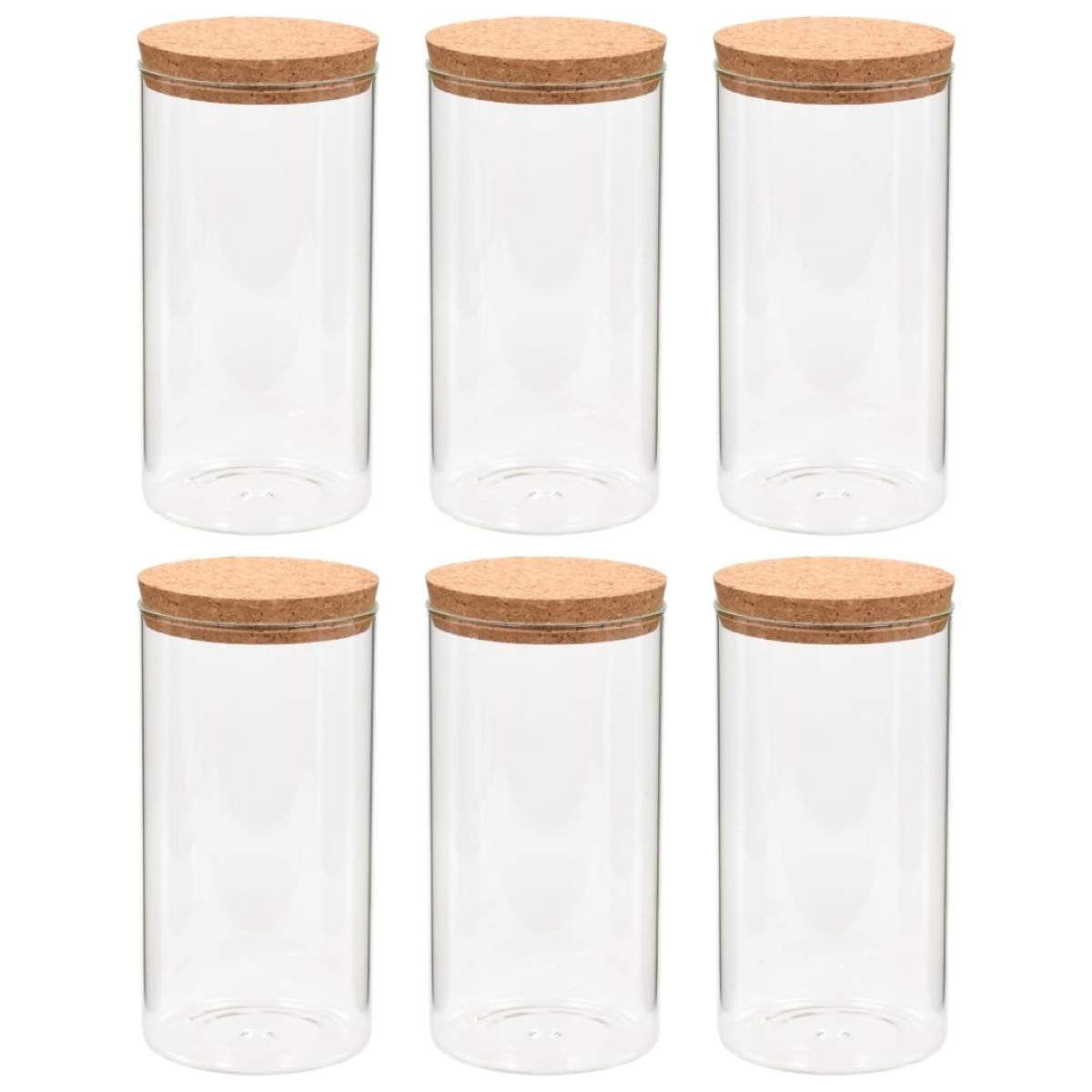 vidaXL Βάζα 6 τεμ. 1400 ml Γυάλινα με Καπάκι από Φελλό
