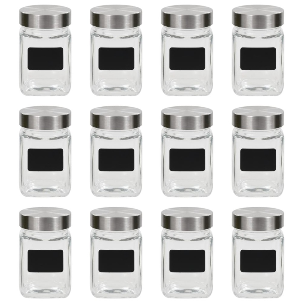 vidaXL Βάζα Αποθήκευσης 12 τεμ. 300 ml με Αυτοκόλλητο