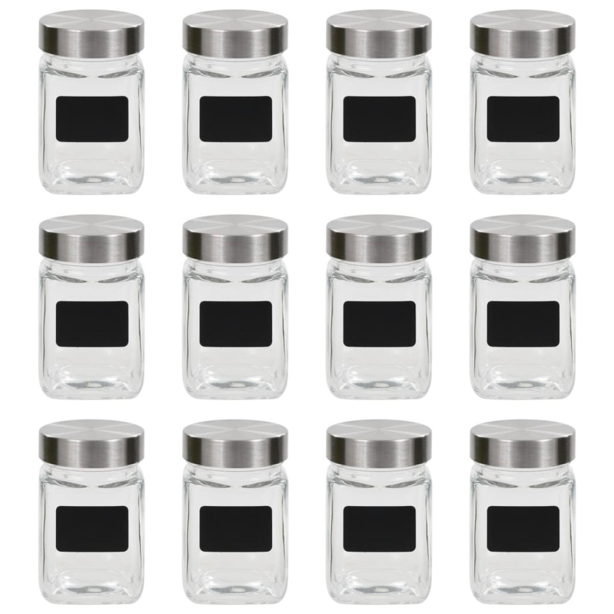 vidaXL Βάζα Αποθήκευσης 12 τεμ. 300 ml με Αυτοκόλλητο