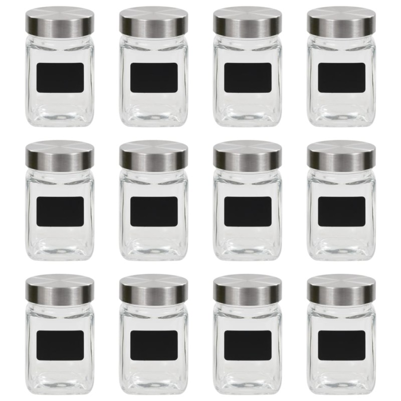vidaXL Βάζα Αποθήκευσης 12 τεμ. 300 ml με Αυτοκόλλητο