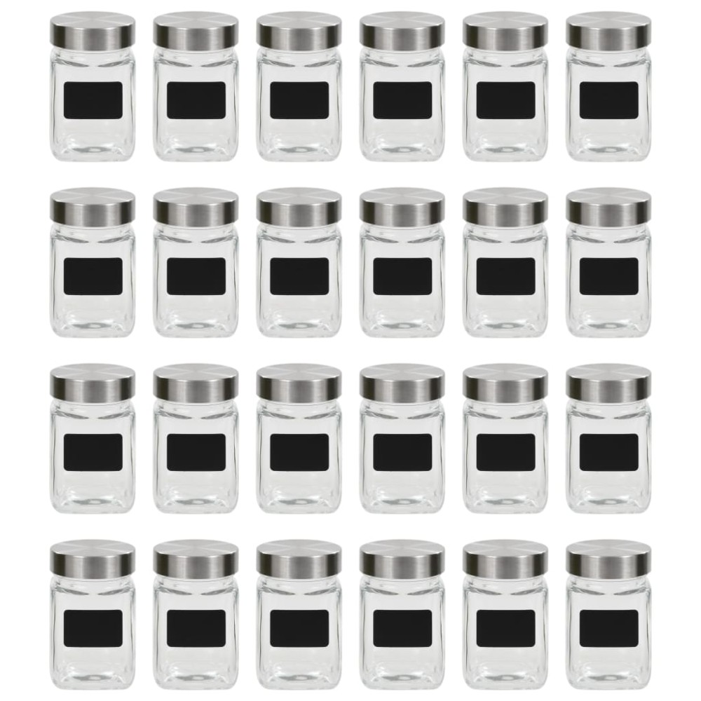 vidaXL Βάζα Αποθήκευσης 24 τεμ. 300 ml με Αυτοκόλλητο