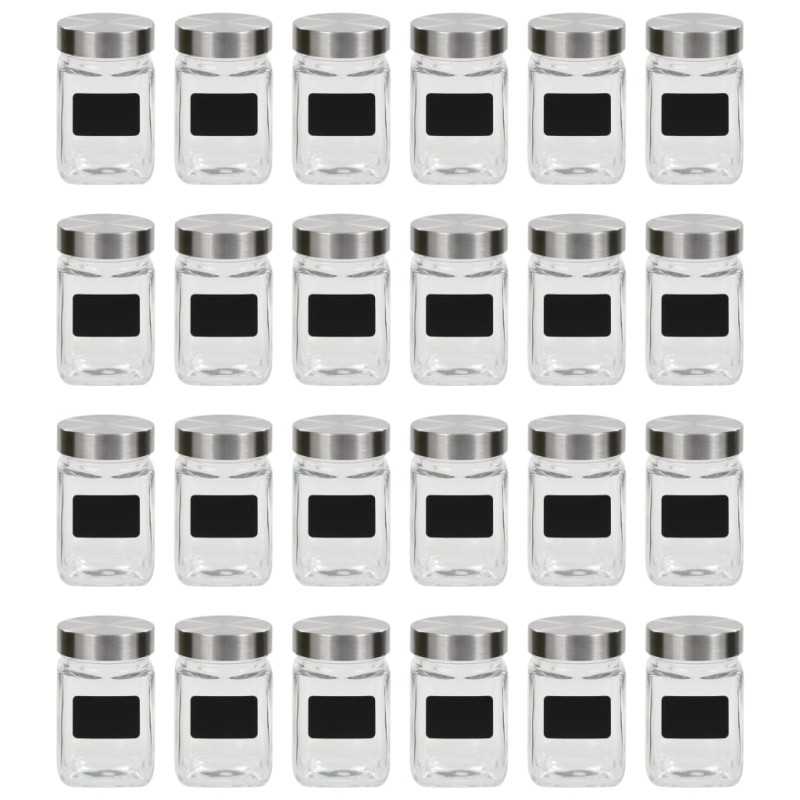 vidaXL Βάζα Αποθήκευσης 24 τεμ. 300 ml με Αυτοκόλλητο