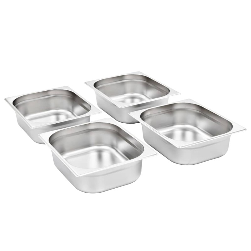 vidaXL Λεκάνες Gastronorm 4 τεμ. GN 1/2 100 χιλ. από Ανοξείδωτο Ατσάλι