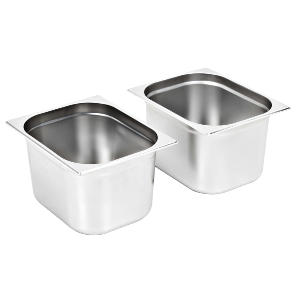 vidaXL Λεκάνες Gastronorm 2 τεμ. GN 1/2 200 χιλ. από Ανοξείδωτο Ατσάλι