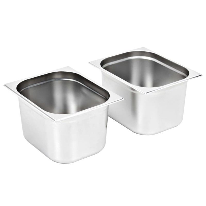 vidaXL Λεκάνες Gastronorm 2 τεμ. GN 1/2 200 χιλ. από Ανοξείδωτο Ατσάλι