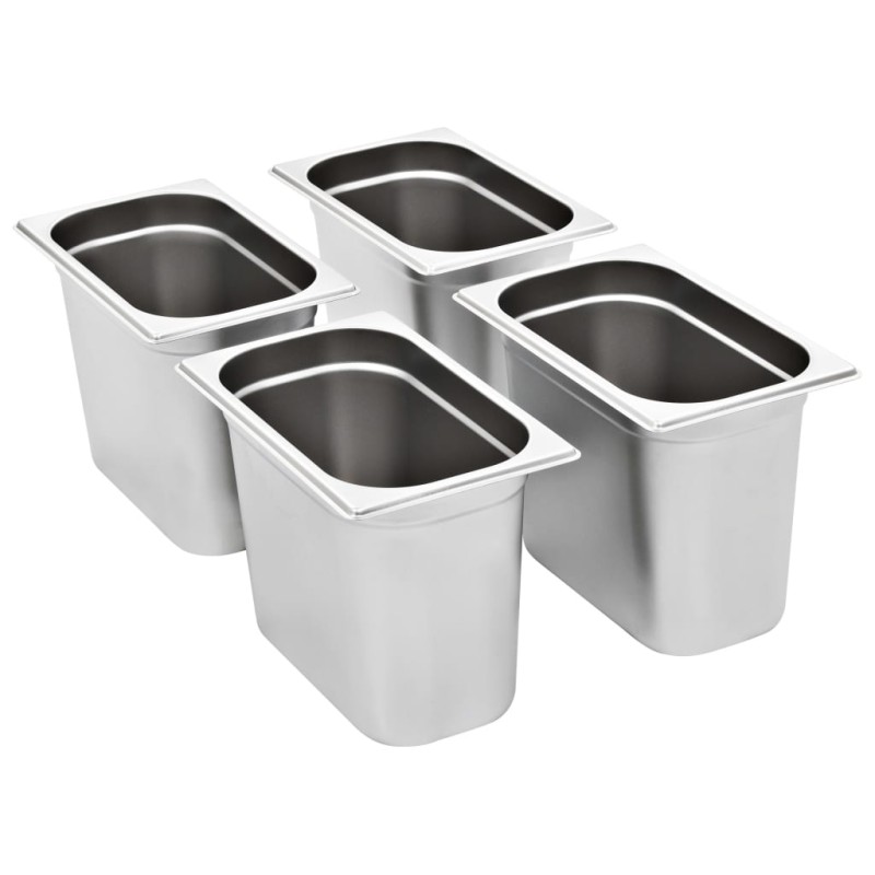 vidaXL Λεκάνες Gastronorm 4 τεμ. GN 1/4 200 χιλ. από Ανοξείδωτο Ατσάλι