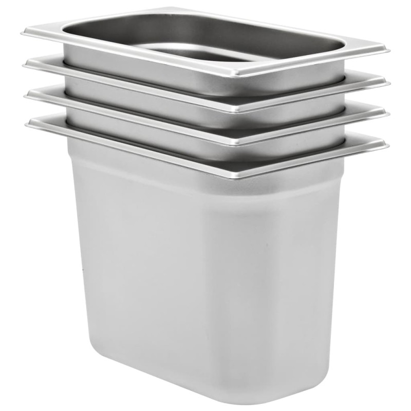 vidaXL Λεκάνες Gastronorm 4 τεμ. GN 1/4 200 χιλ. από Ανοξείδωτο Ατσάλι