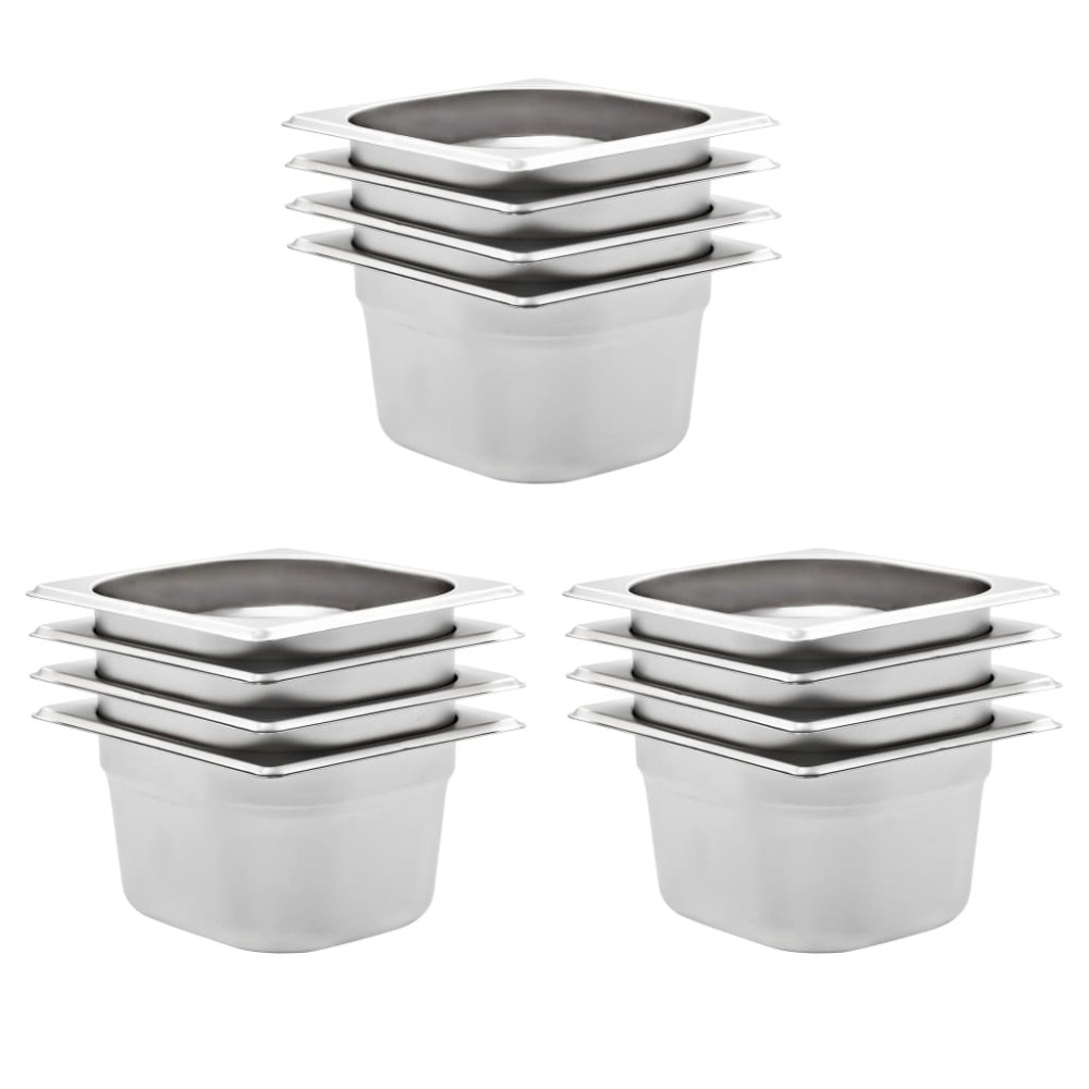 vidaXL Λεκάνες Gastronorm 12 τεμ. GN 1/6 100 χιλ. Ανοξείδωτο Ατσάλι