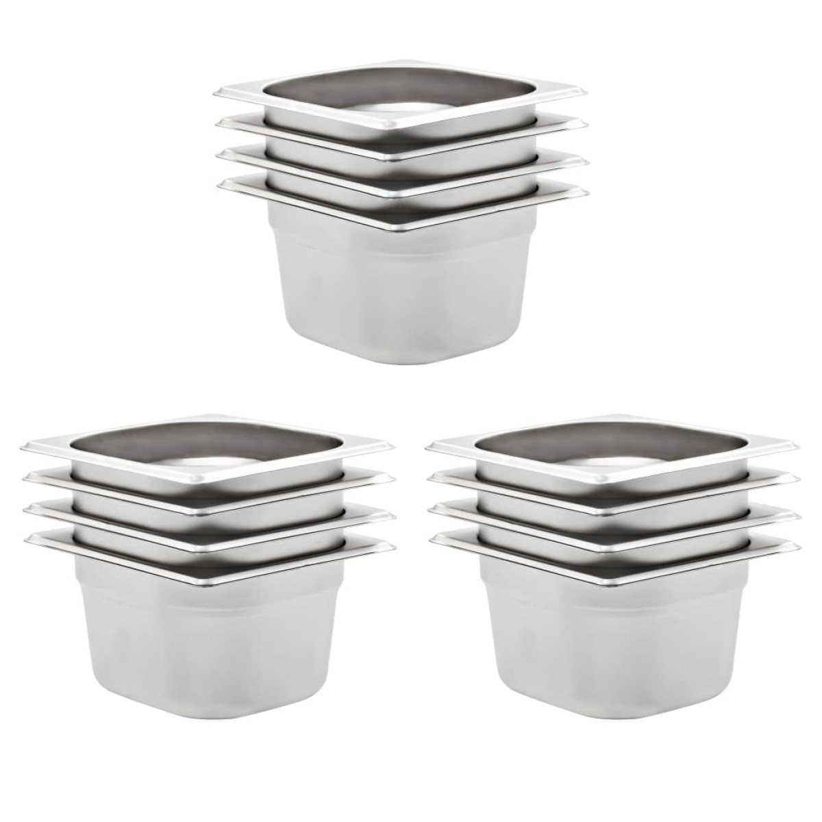 vidaXL Λεκάνες Gastronorm 12 τεμ. GN 1/6 100 χιλ. Ανοξείδωτο Ατσάλι