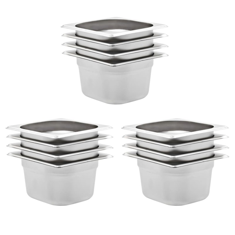 vidaXL Λεκάνες Gastronorm 12 τεμ. GN 1/6 100 χιλ. Ανοξείδωτο Ατσάλι