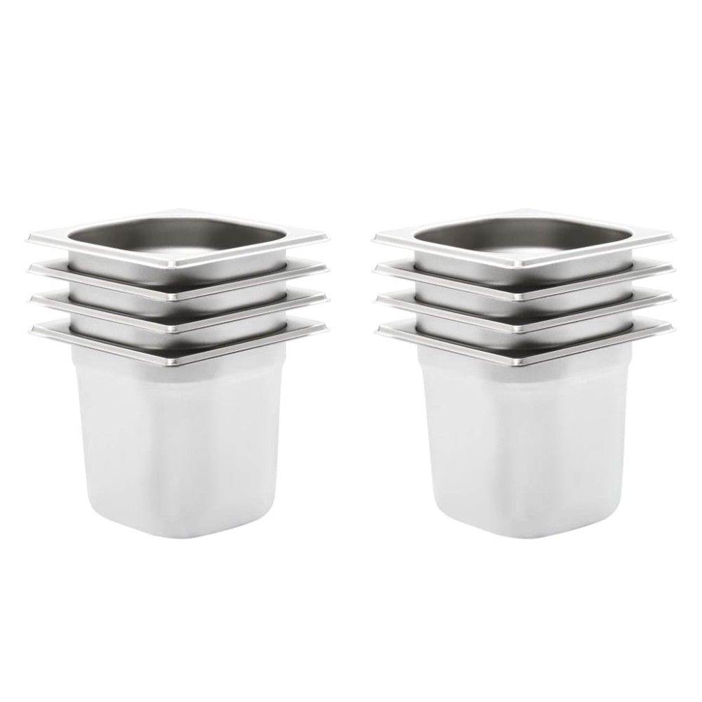 vidaXL Λεκάνες Gastronorm 8 τεμ. GN 1/6 150 χιλ. από Ανοξείδωτο Ατσάλι