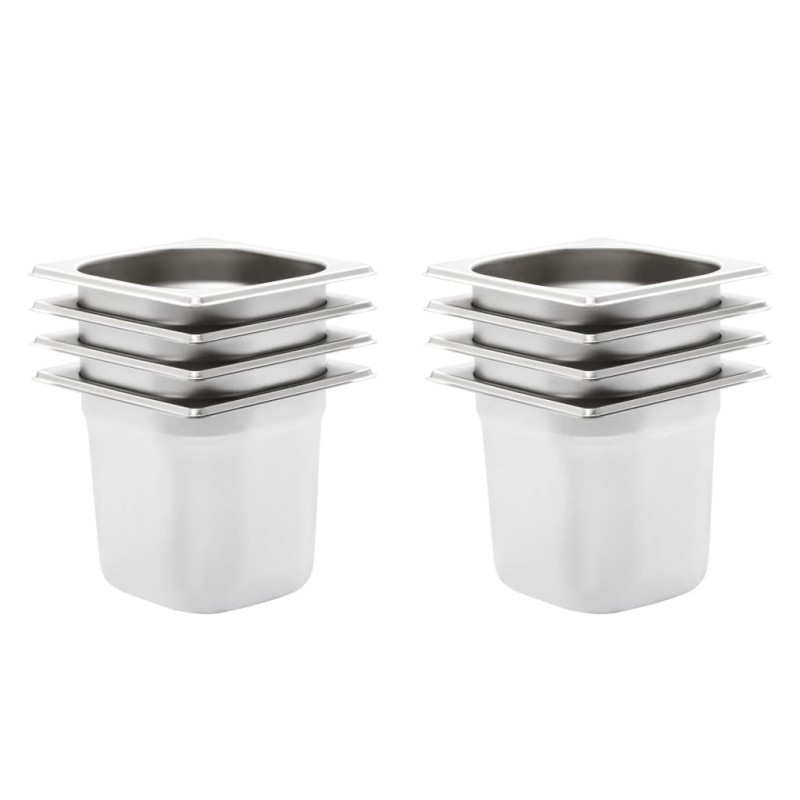 vidaXL Λεκάνες Gastronorm 8 τεμ. GN 1/6 150 χιλ. από Ανοξείδωτο Ατσάλι