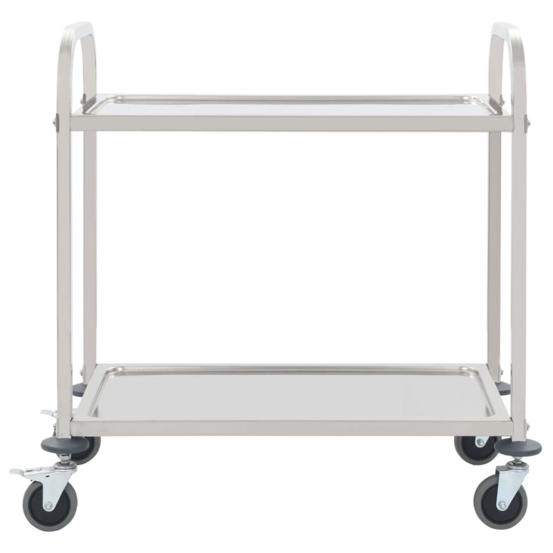 vidaXL Τρόλεϊ Κουζίνας με 2 Ράφια 95x45x83,5 εκ. από Ανοξείδωτο Ατσάλι