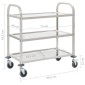 vidaXL Τρόλεϊ Κουζίνας με 3 Ράφια 95x45x83,5 εκ. από Ανοξείδωτο Ατσάλι