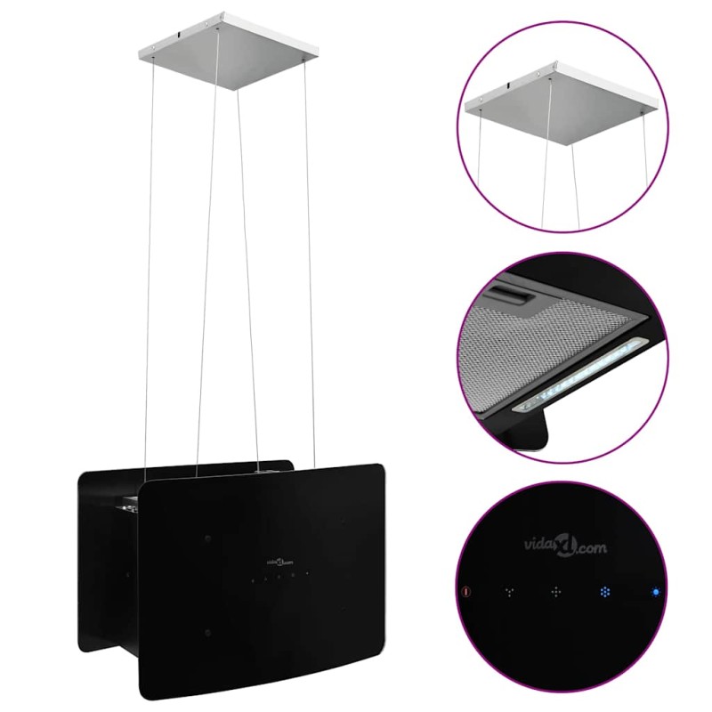 vidaXL Απορροφητήρας Νησίδα Κρεμαστός Αφής με LCD από Ψημένο Γυαλί